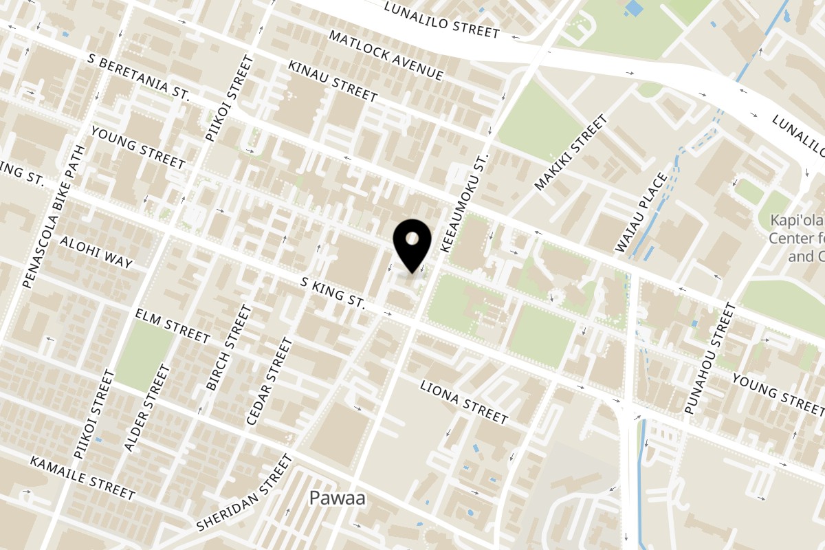 Map showing the location of Da Burger Wing Hub Da Burger Wing Hub on 1020 Ke’eaumoku St in Honolulu