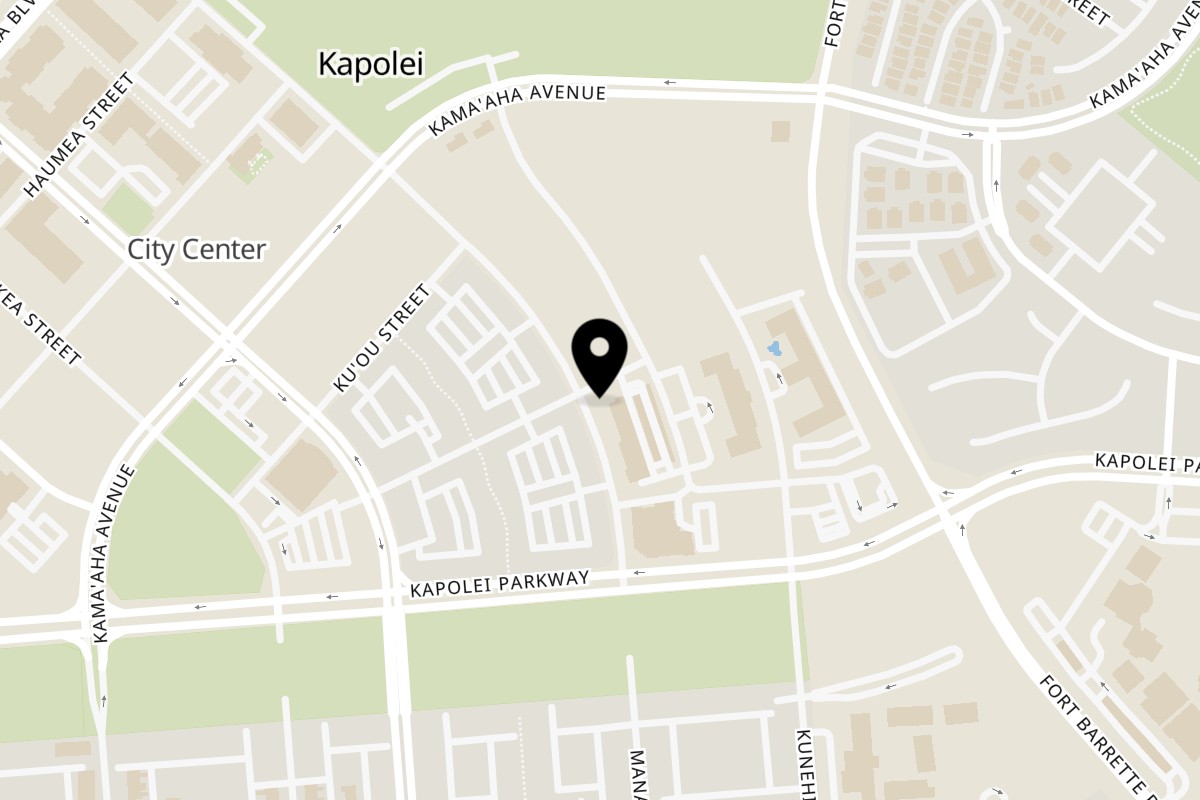 Map showing the location of Da Burger Wing Hub Kapolei on 725 Manawai St in Kapolei